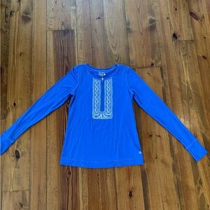 Lilly Pulitzer Luxletic Blue Top with Embroidery